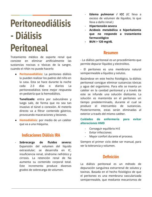 Peritoneodialis y Diálisis Peritoneal en Pediatría