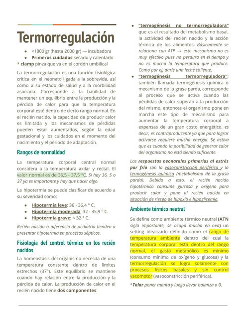 Termorregulación en el Recién Nacido