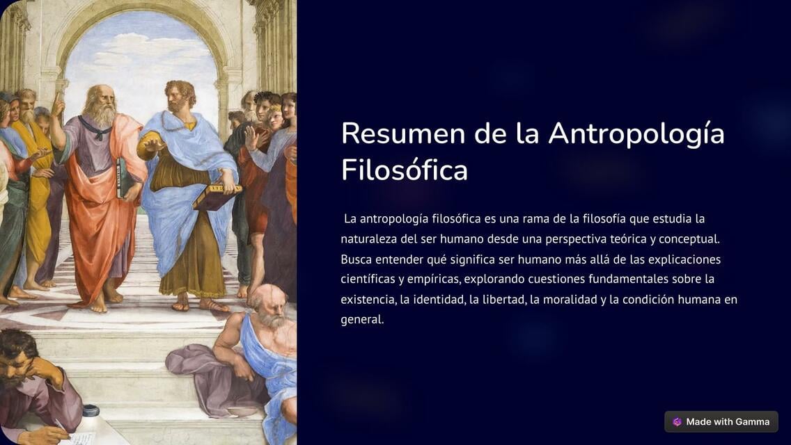 Resumen de la Antropologia Filosofica | Tatiana Aracely La Serna