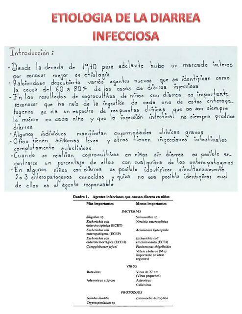 ETIOLOGIA DE LA DIARREA INFECCIOSA