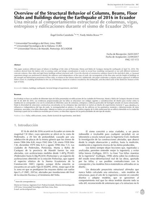 Una mirada al comportamiento estructural