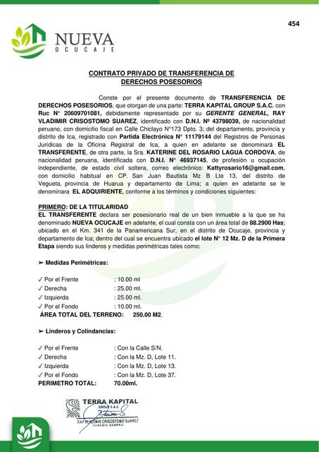 CONTRATO NRO 454 KATERINE LAGUA 1D 12