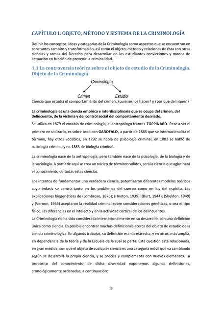 Capítulo I Objeto método y sistema de la criminolo