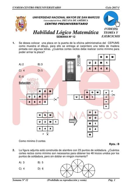 Semana 12 Pre San Marcos I UNMSM PDF