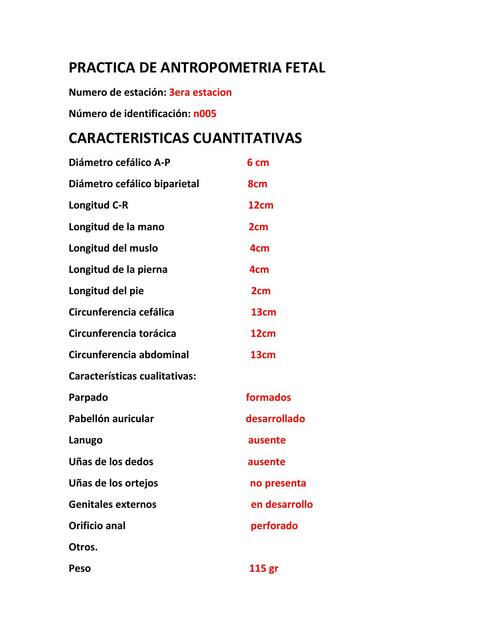 PRACTICA DE ANTROPOMETRIA FETAL