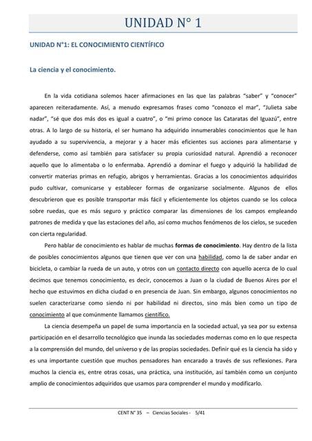 La ciencia y el conocimiento | Universidad Cayetano Heredia | uDocz