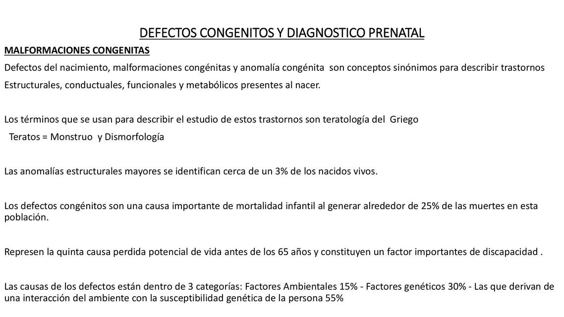 Defectos Congénitos y Diagnostico Prenatal