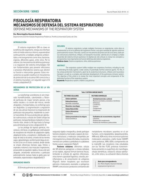 Mecanismos inmunológicos en vías respiratorias