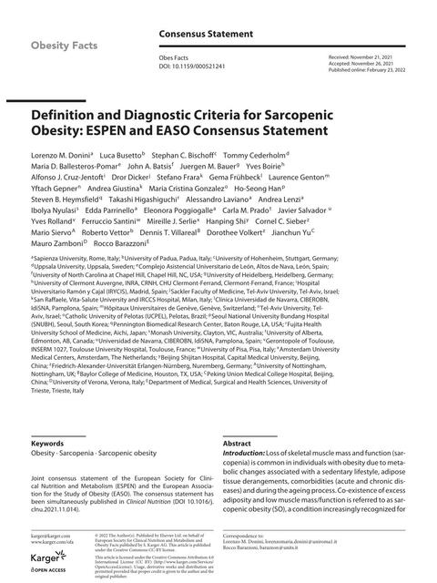 Definición y diagnóstico de la obesidad sarcopénica