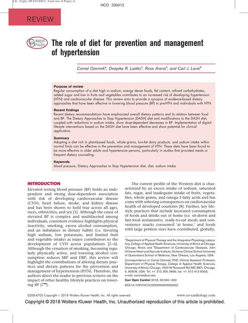 ROL DE LA DIETA EN LA PREVENCIÓN Y TRATAMIENTO DE