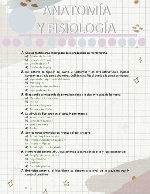 Anatomia y fisiologia 2 examen 6