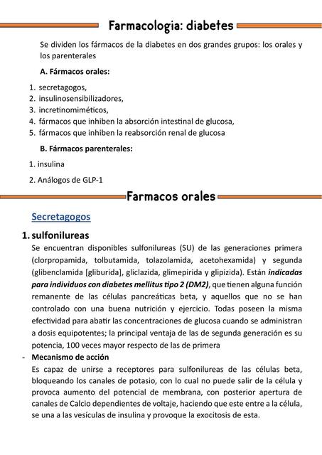 Farmacología de diabetes (no insulina)