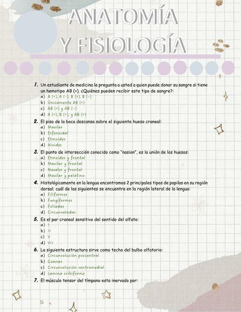 Anatomia y fisiologia examen 1