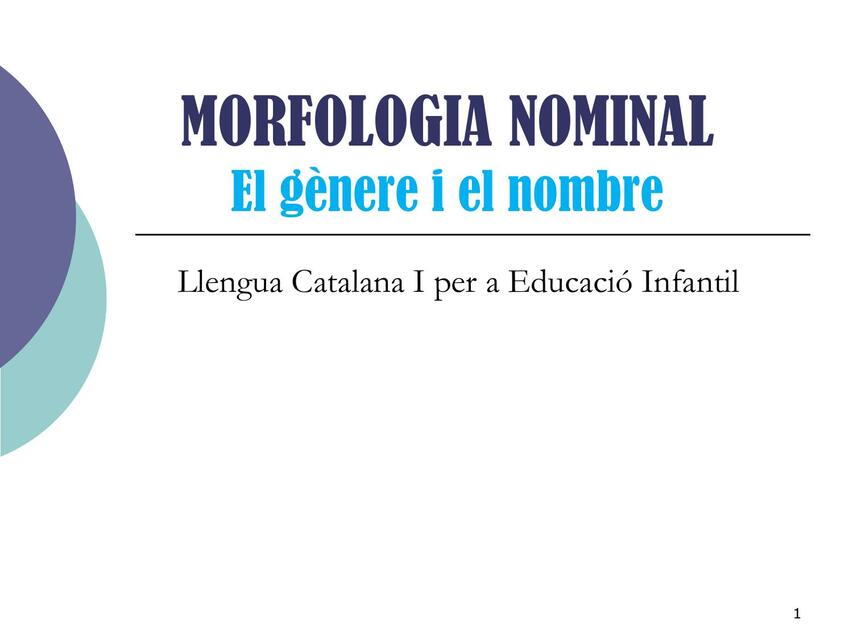 BLOC Morfologia Nominal Gnere i nombre