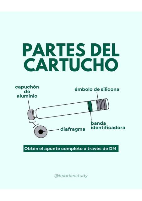 Partes del cartucho de anestesia