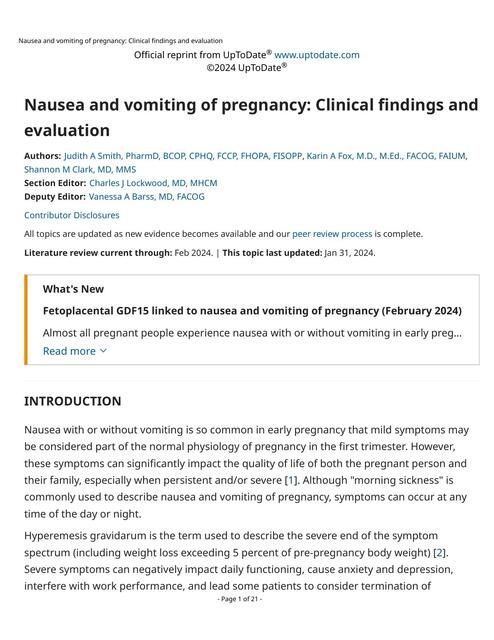 Nausea and vomiting of pregnancy Clinical findings | july zepeda | uDocz