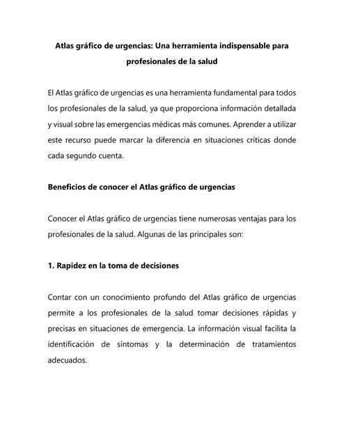 Atlas gráfico de urgencias: Una herramienta indispensable para profesionales