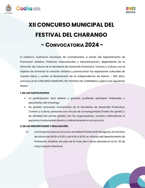 XII CONCURSO MUNICIPAL DEL CHARANGO CONVOCATORIA