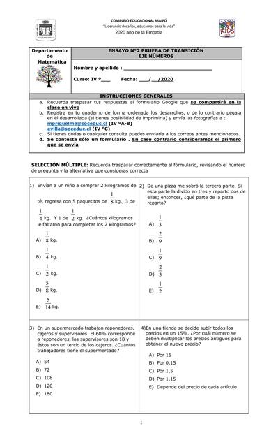 Ensayo Matemática PTU