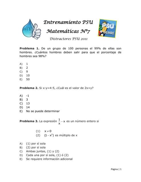 Distractores PSU Matemáticas 