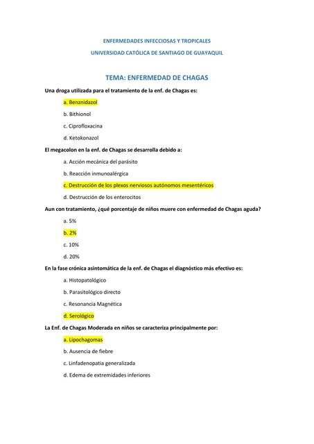 EVALUACIÓN ENFERMEDAD DE CHAGAS