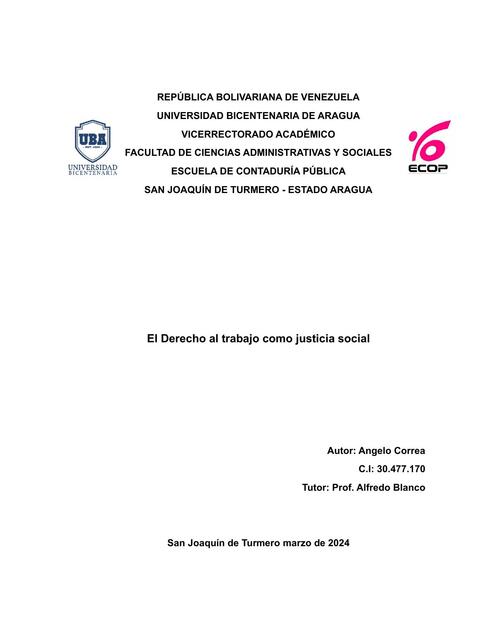 El Derecho al trabajo como justicia social