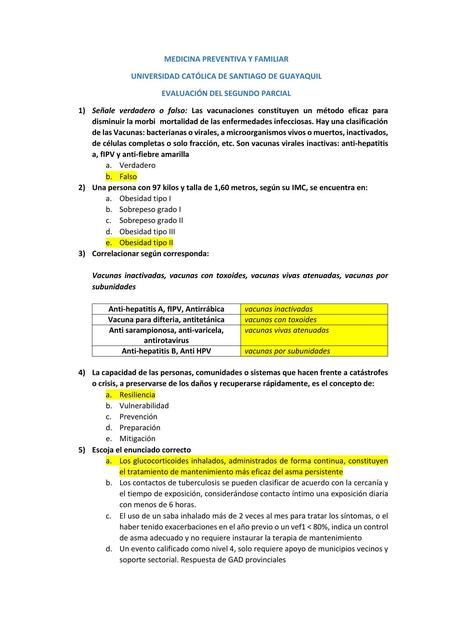 EVALUACIÓN MEDICINA PREVENTIVA Y FAMILIAR