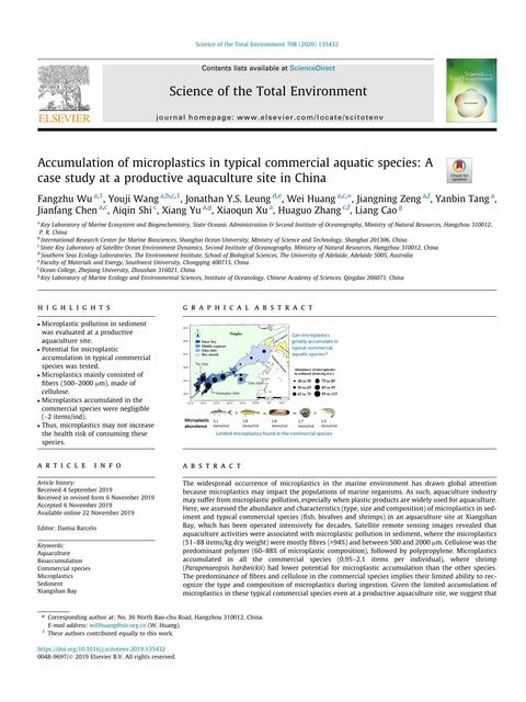 Accumulation of microplastics in typical commercia