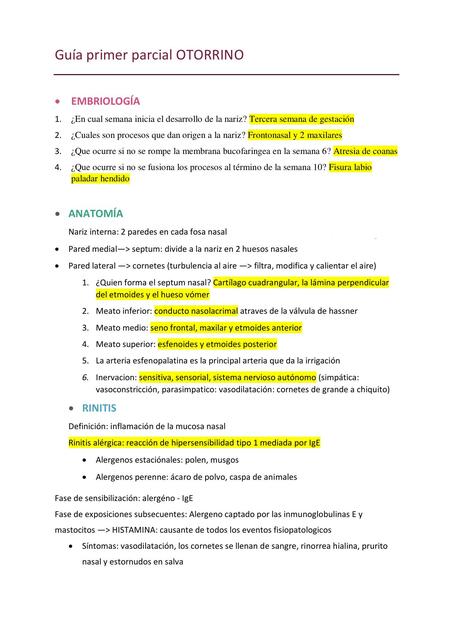 Guía Otorrino primer parcial