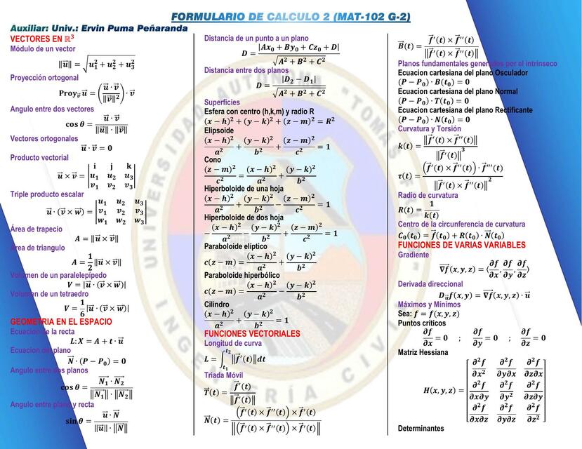 FORMULARIO CALCULO 2