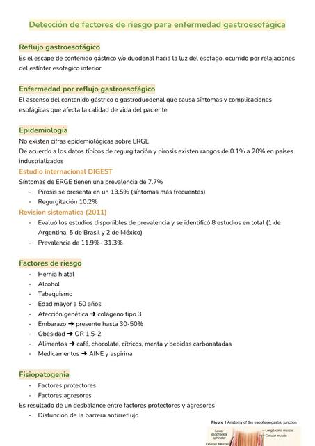 Deteccion de factores de riesgo para ERGE - Medicina familiar